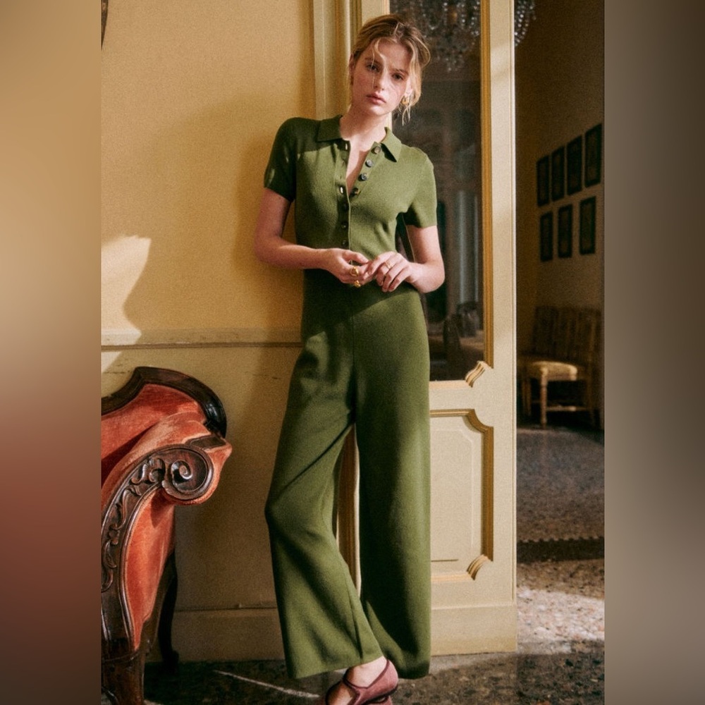 Sezane Laurence Jumpsuit Khaki - Size S